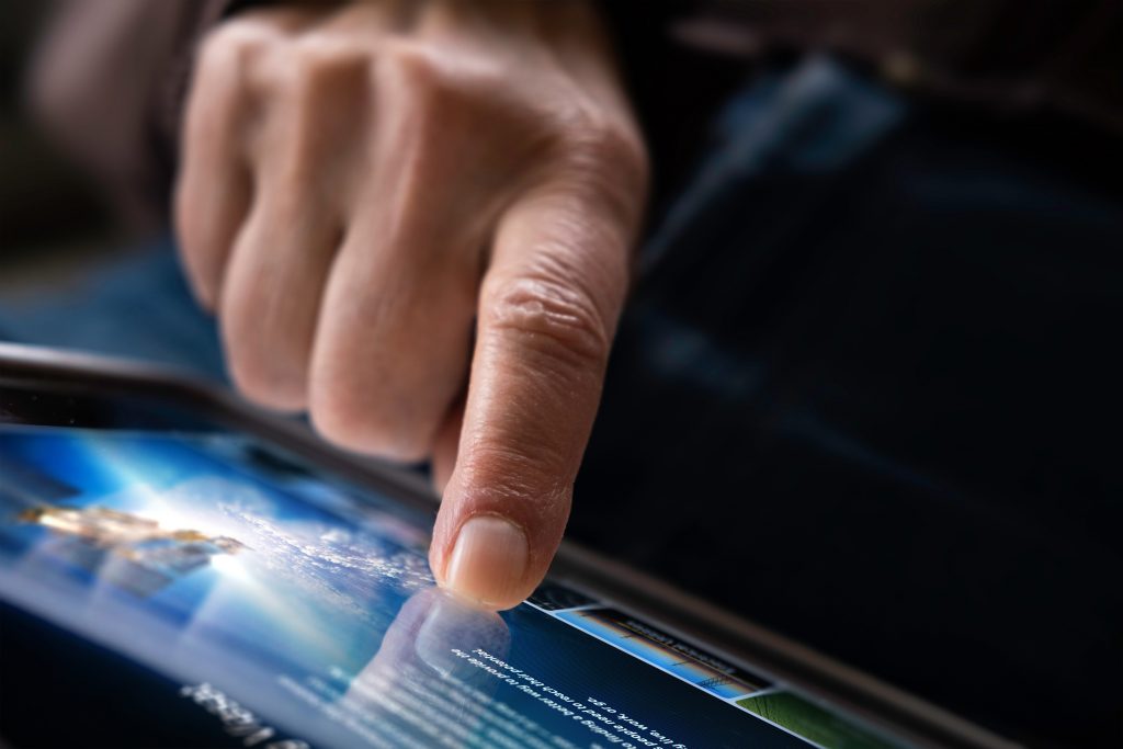 finger is touching touch screen